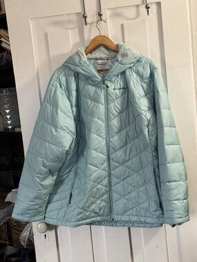 COLUMBIA Om-Ni Heat Heavenly Long Hooded puffer Jacket 3XL